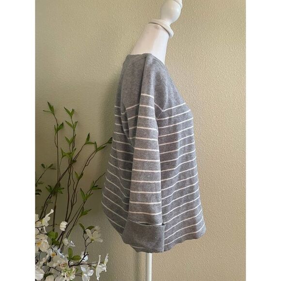Tahari Women’s Striped 3/4 Sleeve Roll Up Sleeve Sweater Crew Neck | Size L - Picture 5 of 10